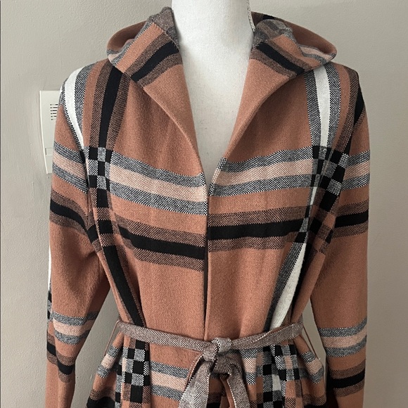 Christian Siriano Brown Plaid Hooded Sweater - Picture 2 of 7